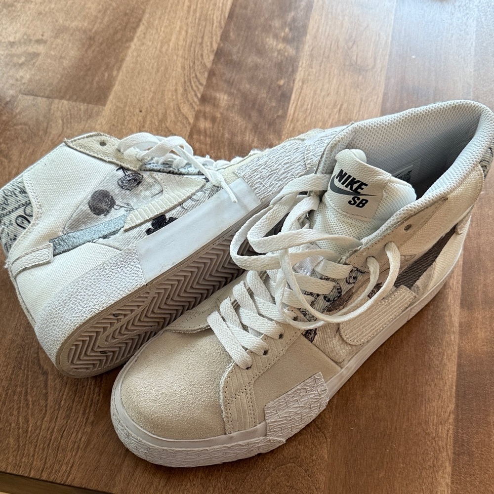 Nike SB High-Top Sneakers in Cream and White